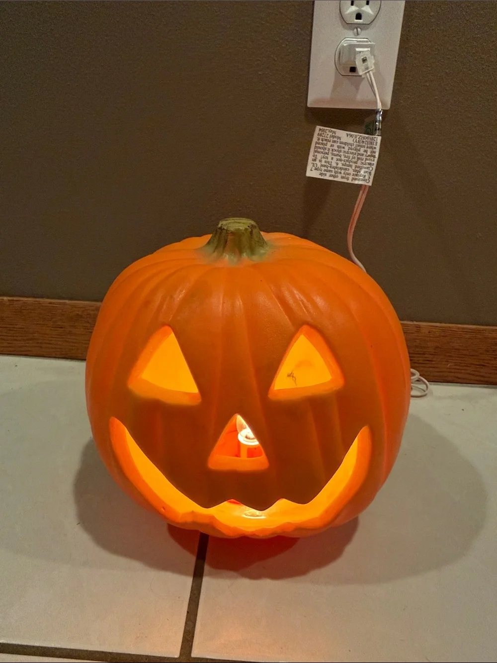 Vintage Gemmy Halloween Foam Plastic Mold Jack O Lantern Lighted Pumpkin Light